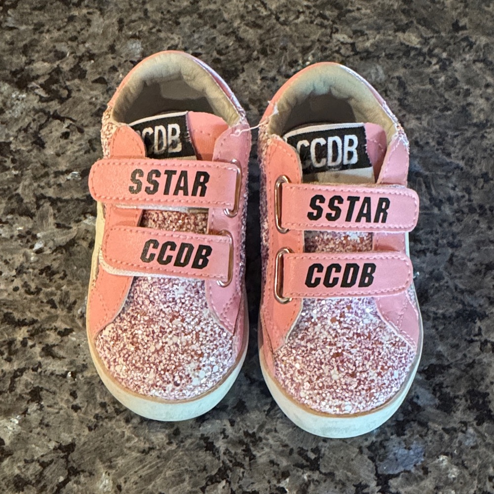Golden Goose Pink Glitter Kids Sneakers